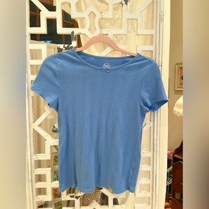 Wonder Nation Blue cotton Ribbed Tee with small bow